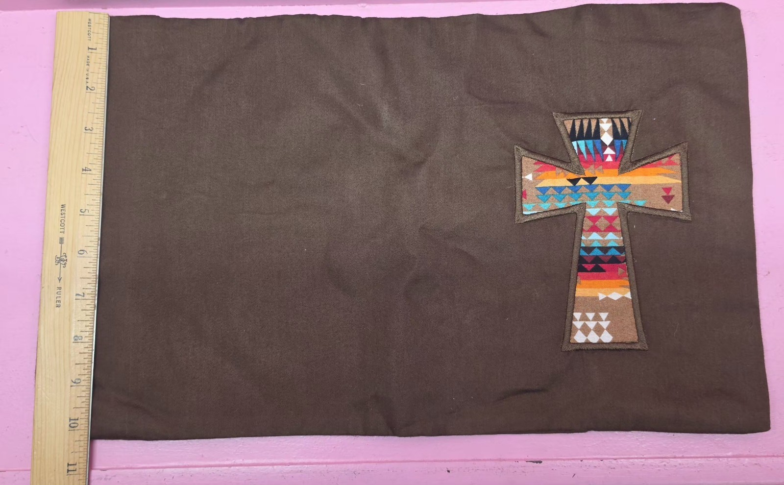 2000s Aztec Pattern Handmade Bible Cover Southwestern Aztec Geometric Cross Applique Brown ...