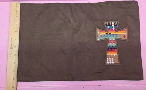 2000s Aztec Pattern Handmade Bible Cover Southwestern Aztec Geometric Cross Applique Brown ...
