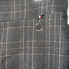 Tommy Hilfiger Slim Leg 32  Pull On Career Pant Stretch Plaid Gray Navy Orange