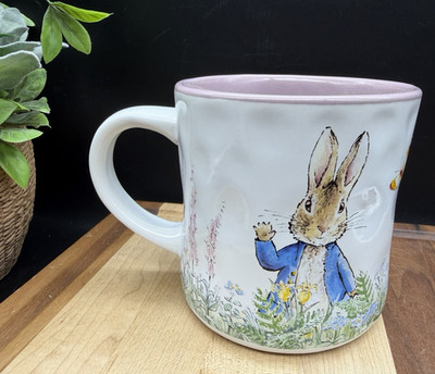 Peter Rabbit 14oz Mug Easter Garden Butterfly Purple Liner (BEATRIX POTTER) NEW