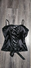 Spirit Halloween Women’s Satin Lace Up Corset Top XL Black Underwire Padded