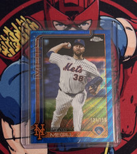 Topps 2025 Chrome Update Tylor Megill Mets Blue Refractor Serial #134/150 USC153