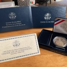 2004-P Thomas Alva Edison Proof Silver Dollar US Mint Coin w/Box & COA