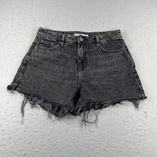 Garage Womens Denim Shorts Sz 9 Black Vintage Cut Off High Rise Frayed Hem W31"