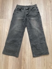 SHEIN Women s Size 30 Black Washed Wide Leg Baggy Jeans Y2K High Rise