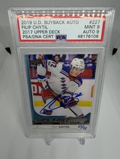 2019-20 UD Young Guns Buybacks Filip Chytil Auto /72 PSA 9 Rangers Canucks POP 1