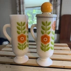 2 Vintage Avon Demi Cup Honeysuckle Milk Glass Bottles 1971