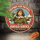 Vintage 1949 Aerocoo Aviation Round Tin Metal Sign 8x8