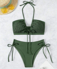 Two pieces bikini swimsuit. Beach bikini set in olive green. NWOT Size L