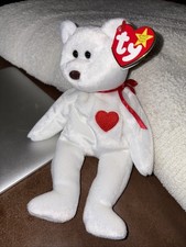 Ty Beanie Baby Rare VALENTINO (WHITE TEDDY BEAR )  DOB 02-14-1994 # 4058