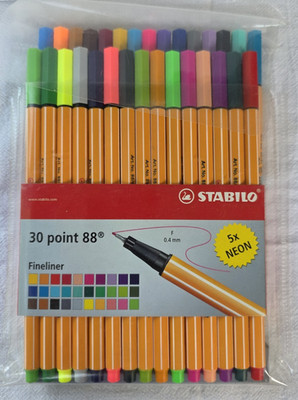 STABILO Point 88 Fineliner Pens Set of 30 Colors Pens 0.4 mm NIB FREE S&H