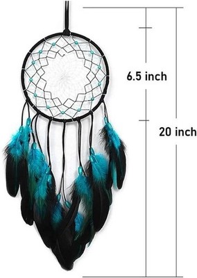 Handmade Boho Blue Dream Catcher - 19.7'' Feather Wall Hanging Decoration STOCK