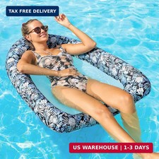 Inflatable Pool Floats for Adult, Fabric-Covered Comfort Pool Lounge C