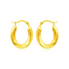 14k Yellow Gold Polished Oval Hoop Earrings