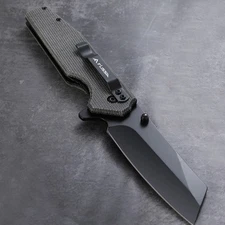 FLISSA Folding Pocket Knife Tactical Knife 3.5" Stonewash Blade w/Micarta Handle