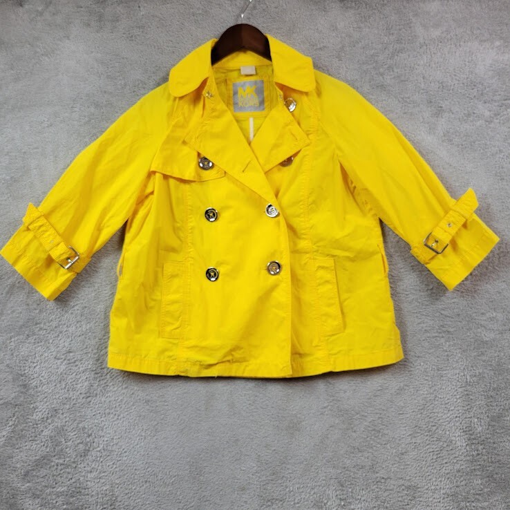 Michael Kors Rain Jacket Womens Small Yellow Short Trench Coat