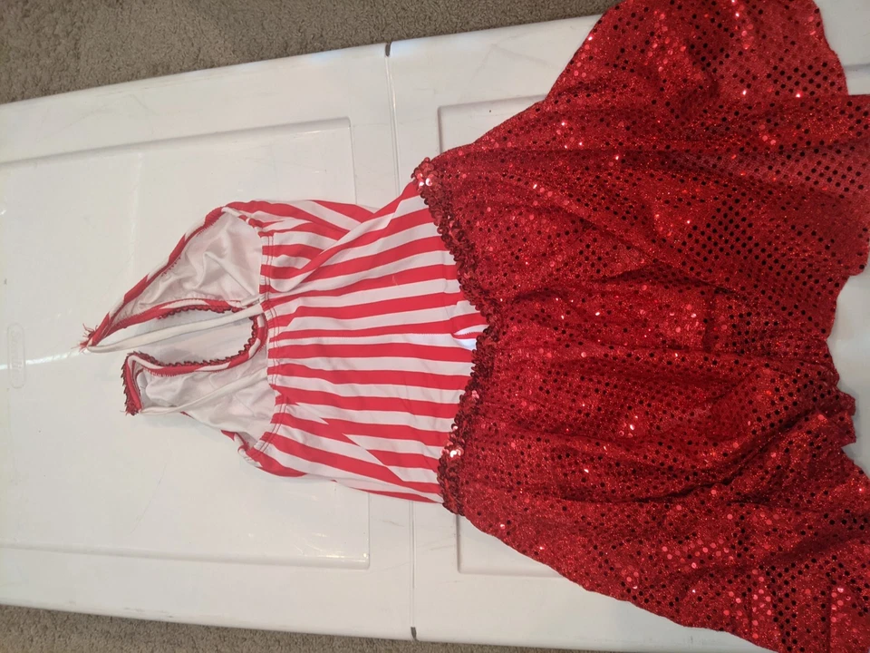 Pequeño Vestido Palomitas Circo Payaso Lentejuelas Rojo y Blanco Disfraz Foto 2 de 2