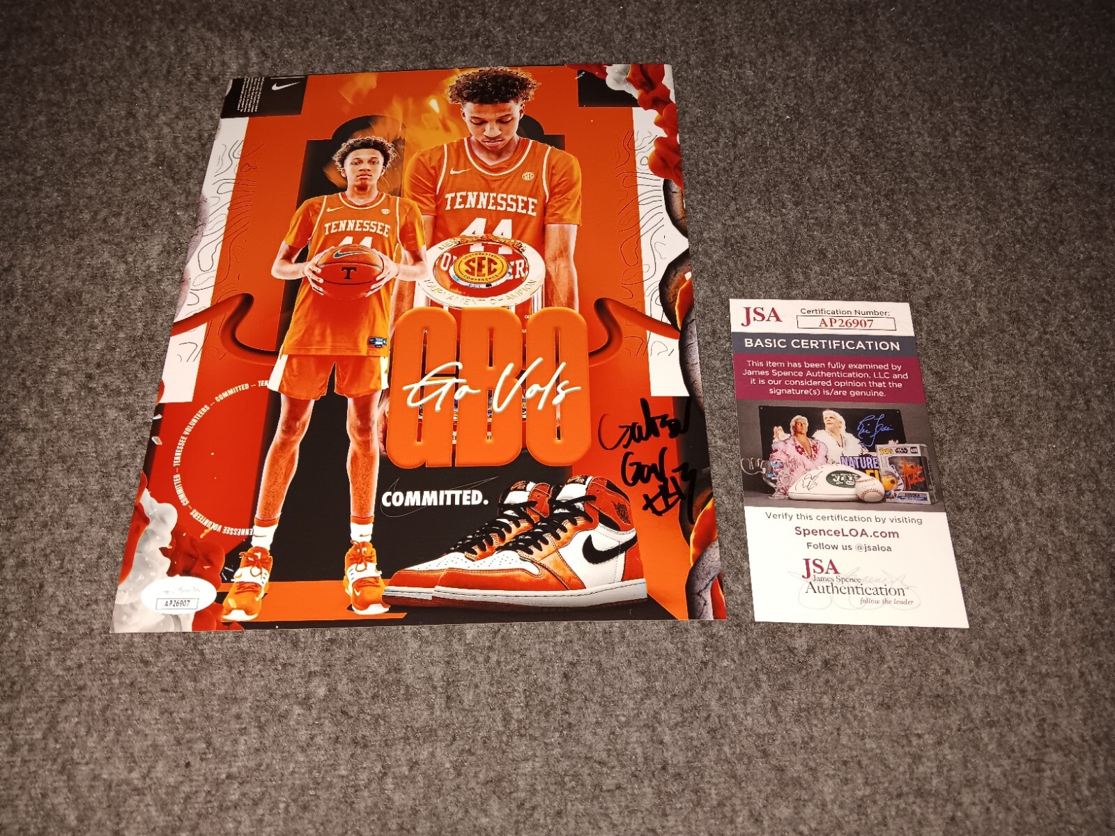 cameron carr Autographed Signed Tennessee Volunteers 8x10 Jsa 