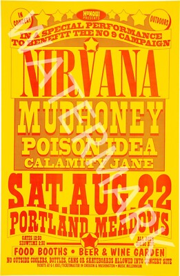Nirvana - Portland Meadows - 1992 Vintage Music Poster | eBay