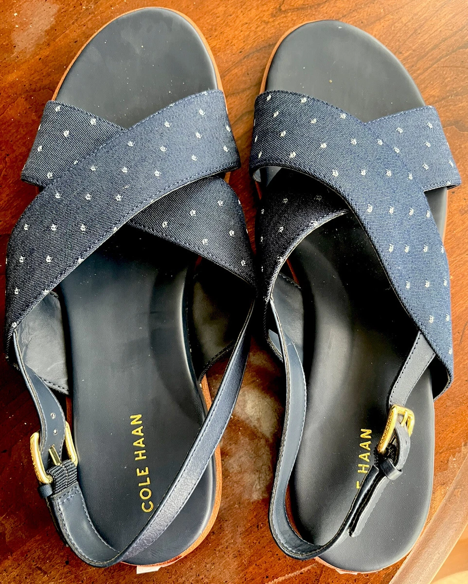 Cole Haan Shoes Women Fernanda Blue Slingback Flat Sandal Buckle
