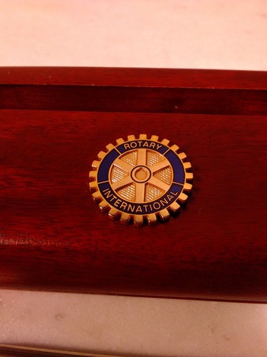 Penna a croce vintage Rotary International Club Award set 1/10 10K (2) con custodia incisa - Foto 2 di 7