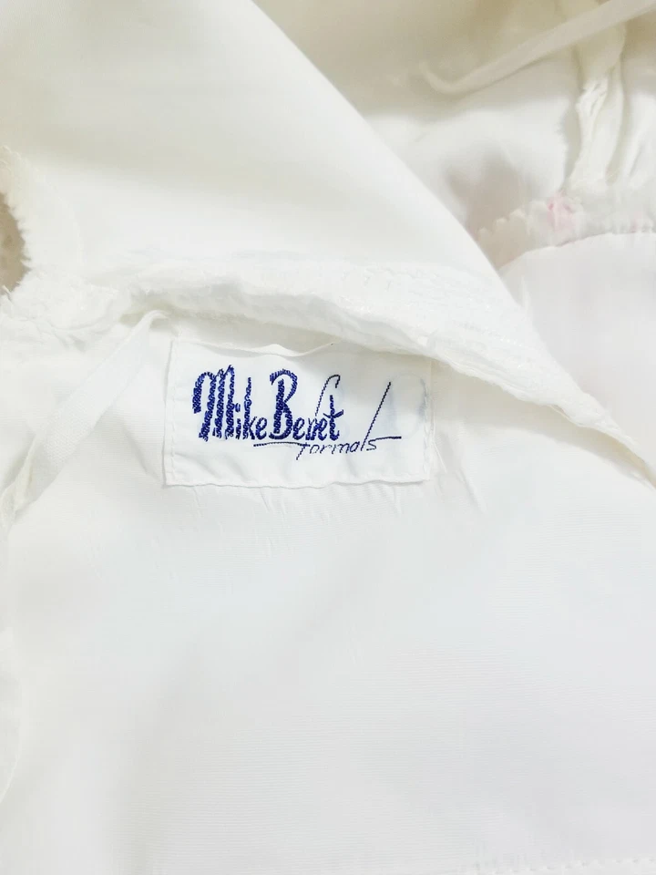 Vestido de encaje blanco eduardiano vintage años 60 terciopelo rosa Burnout margaritas boda Foto 3 de 3