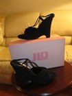 JLO by Jennifer Lopez Black Suede "Whispering" Wedge Sandal. Size 6. New In Box — photo 1