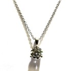 14k white gold .40ct I1 J round diamond pendant necklace 1.5g estate 18" — photo 3