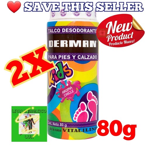 2X DERMAN TALCO PARA NINOS / KIDS TALCUM FOOT POWDER NO MORE STINKY