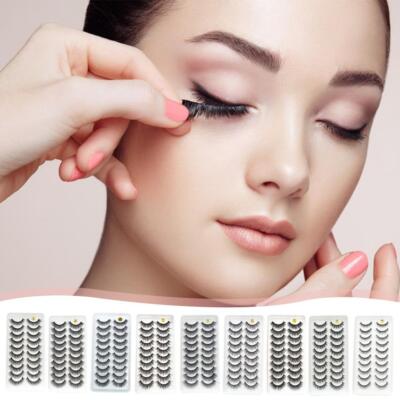 10Pairs Long Cross False Eyelashes Fake Thick Black Eye Lashes Dense Nice N W9K3