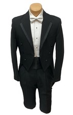 Men's Oscar de la Renta Black Tuxedo Tailcoat Long Tails Wedding Mason 38XL