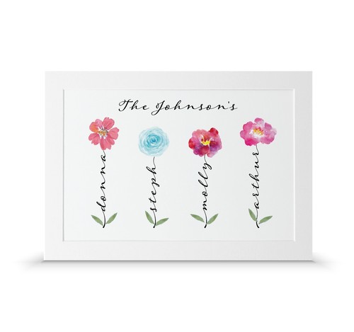 Gift for grandparents | Personalised family name flower poster print present - Picture 20 of 34