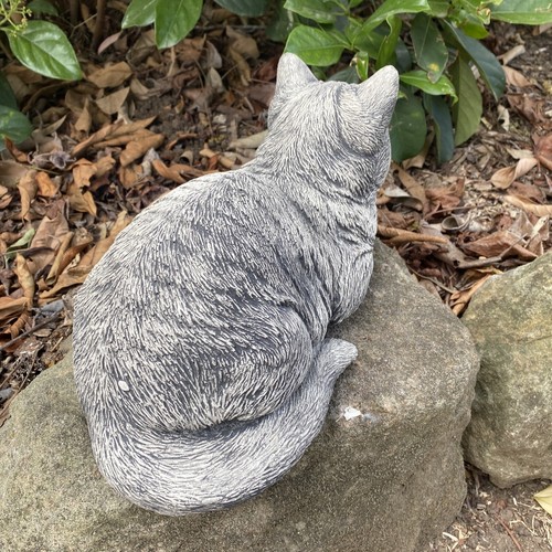 Cat Statue Memorial Sleeping Grey Animal Concrete Cement Australian Made - Picture 5 of 6