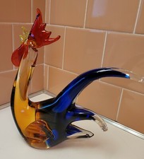 MINT 1960'S MID CENTURY RETRO, MURANO ITALY, 9.25" ART GLASS BIRD ROOSTER FIGURE