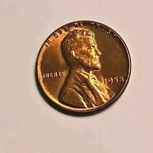 1958 Unc Lincoln wheat penny, no mint mark, L of liberty on rim, rare coin - Image 2 of 4