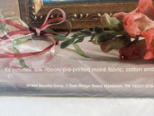 Bucilla Ribbon Embroidery Picture Kit April Sweet Pea Flowers Sealed - Picture 3 of 6
