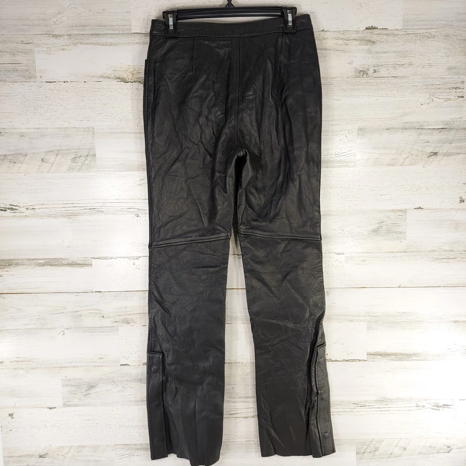 PANTALONES DE CUERO NEGROS HARLEY DAVIDSON VINTAGE PARA MUJER TALLA 34/6 ENTREPIERNA 31 en muy buena condición Foto 2 de 4