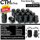 20x Black 14x1.5 Cone Seat Lug Nut + Wheel Lock Set Fit Dodge Chrysler Jeep Ram