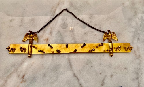 Brass Eagle Wall Brass Hooks with chain made in Italy Rare tie holder