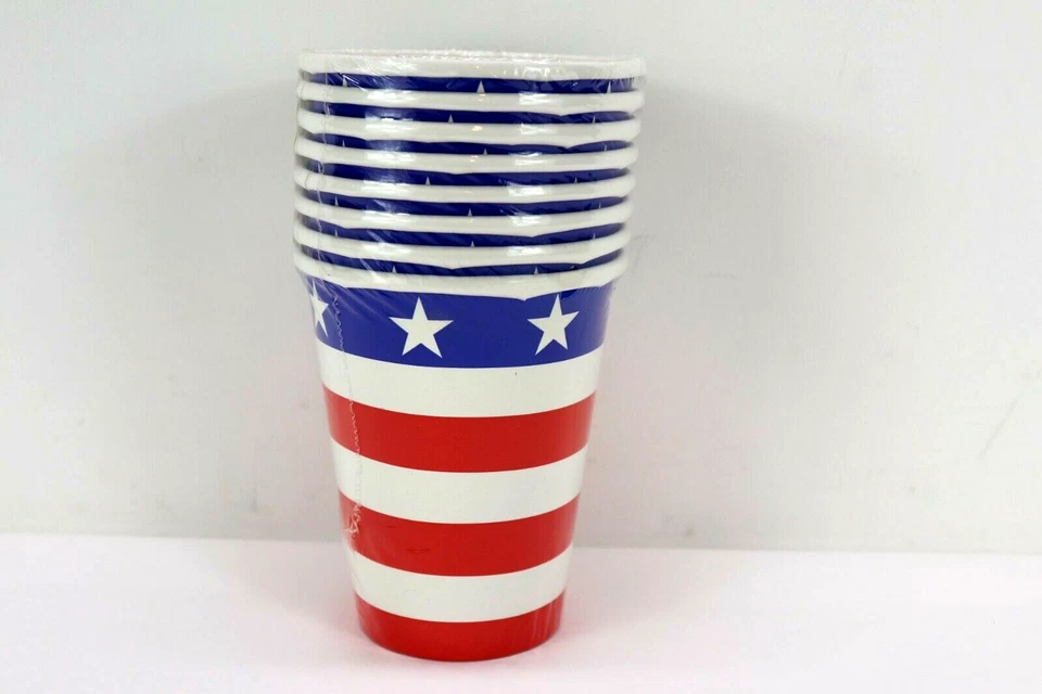 Patriótico Julio 4 Estrellas Rayas Bandera Independencia Copas Platos Fiesta EE. UU. NUEVO Sellado Foto 4 de 4