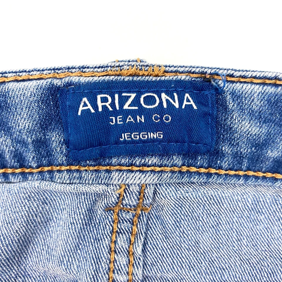 Pantalones de mezclilla Arizona Pull On Jegging cintura ajustable niñas talla 18,5 azul medio Foto 4 de 4