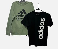 Adidas Youth Long Sleeve/Short Sleeve Shirt Set, Olive/Black, M 10/12 /XL 18/20 
