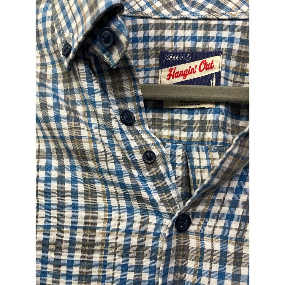 JohnnieO Mens Shirt Mens Blue Plaid Medium Hangin' Out Long Sleeve