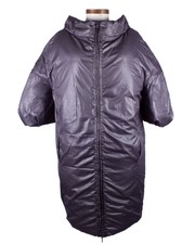 Marni Silver Gray Silk 3/4 Sleeve Wide Collar Neck Line Puffer Over Coat Size 38