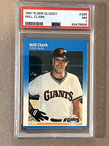 1987 Fleer Glossy  #269  Will  Clark Rookie Card San Francisco Giants  PSA 7 NM
