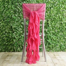 Fuchsia Premium Curly Chiffon CHAIRS Covers Cap SASHES Bows Ties Wedding