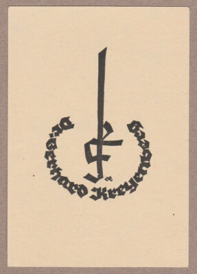 Exlibris - OTTO REICHERT- For Dr. Gerhard Kreyenbeg - Unsigned - 1932