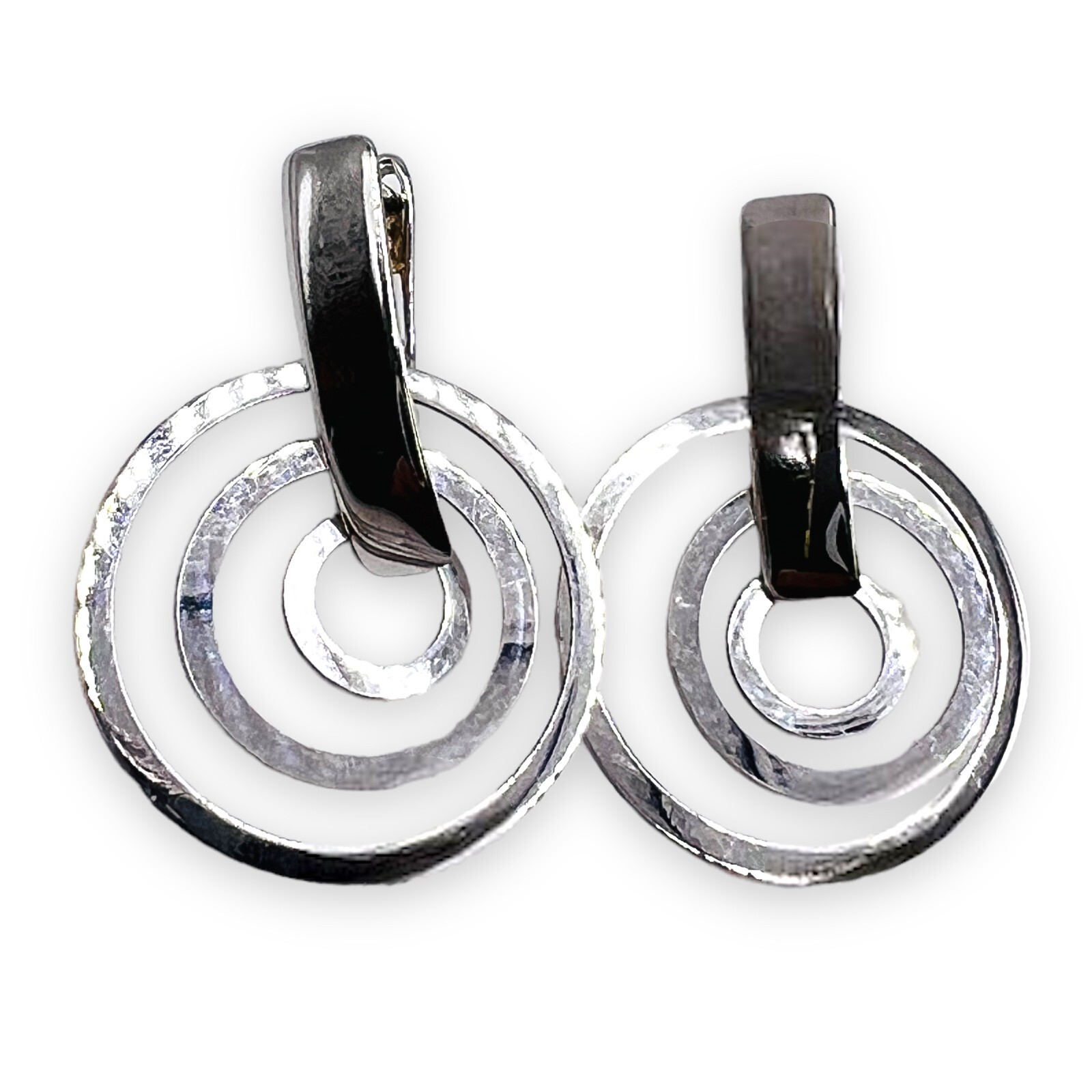 Solid 14k White Gold Circle Drop Dangle Woman Lev… - image 3