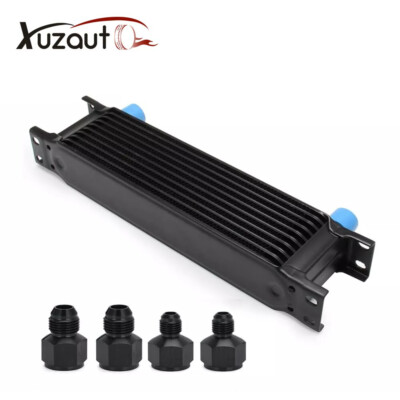 10 Row AN10-10AN Stacked Plate Oil Cooler 6AN 8AN Adapter Universal Engine Trans