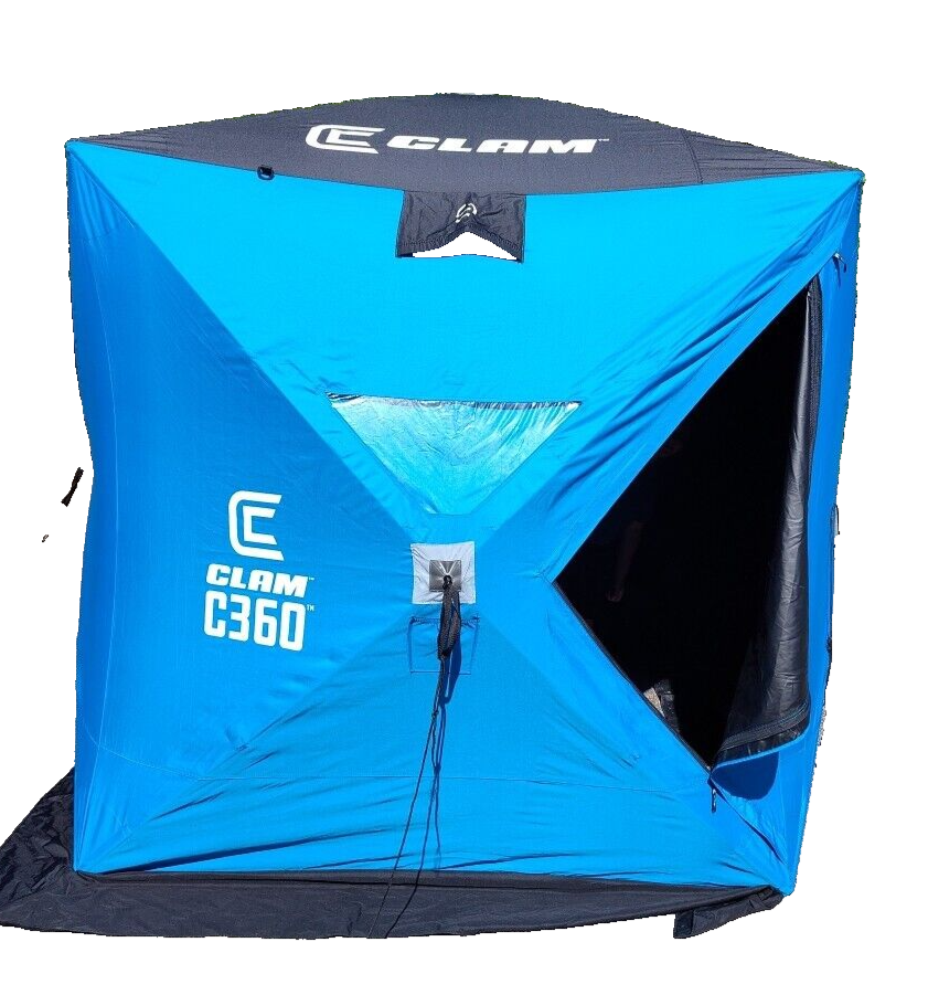 *READ*. Clam 14474 C360 6 Foot Pop Up Ice Fishing Angler Hub Shelter